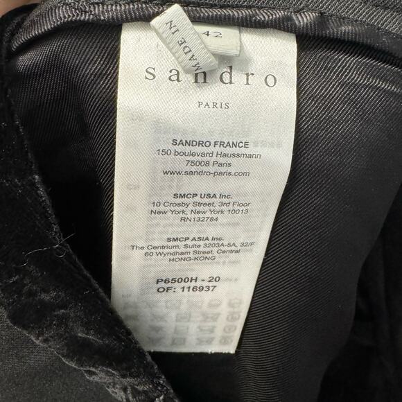 Sandro Velvet Waistband Slim Pants Charcoal Black Tuxedo touch Sz 10 - Picture 11 of 12